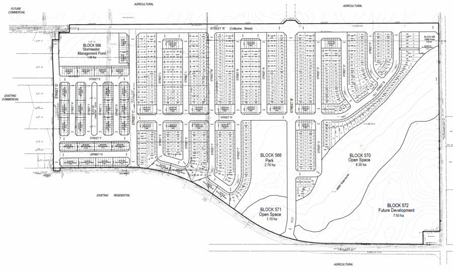 The Flato site plan map shows how Colborne is planned to extend east of Verulam Rd to Fieldside Rd