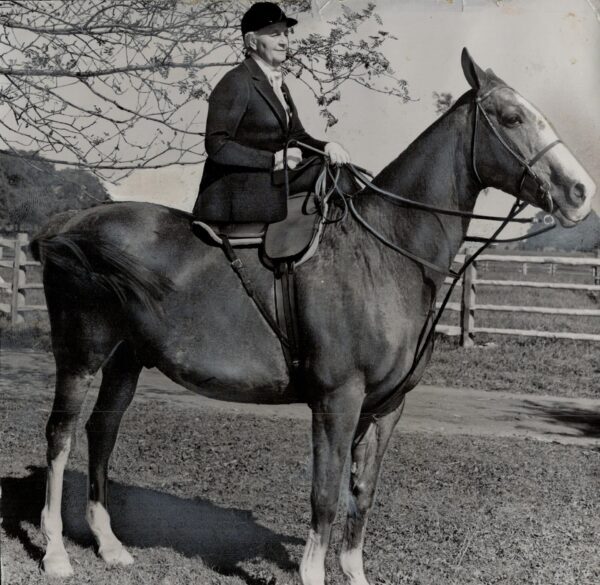 Lady Eaton on horseback. Photo courtesy of Toronto Public Library.
